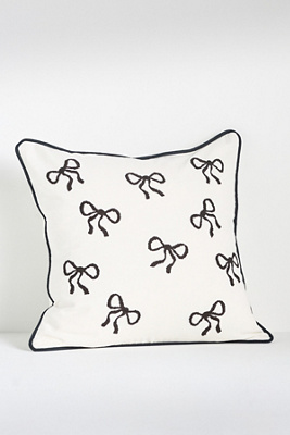Anthropologie Icon Cotton Embroidered Pillow