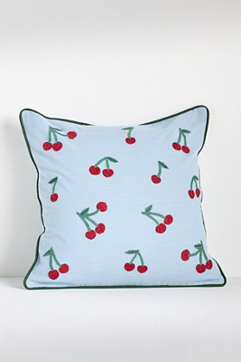 Anthropologie Icon Cotton Embroidered Pillow