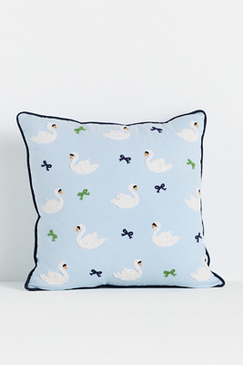 Anthropologie Icon Cotton Embroidered Pillow