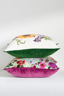 Anthropologie Evie Cotton Printed Floral Pillow