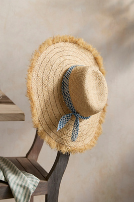 Anthropologie Raya Raffia Hat In Blue
