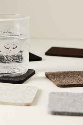 Graf & Lantz Merino Wool Coasters, Set Of 6 In Sand