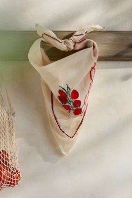 Embroidered Tomato Cotton Bandana
