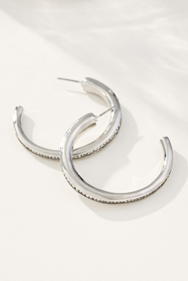 By Anthropologie Classic Crystal Hoop Earrings In Silver