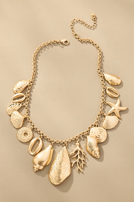 By Anthropologie Metal Shell Charm Necklace In Gold
