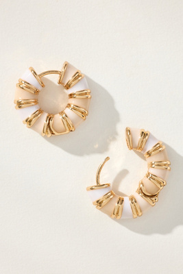 By Anthropologie Colorful Huggie Hoop Earrings In White