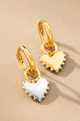 Hart Two-tone Spikey Heart Huggie Hoop Earrings In Multicolor
