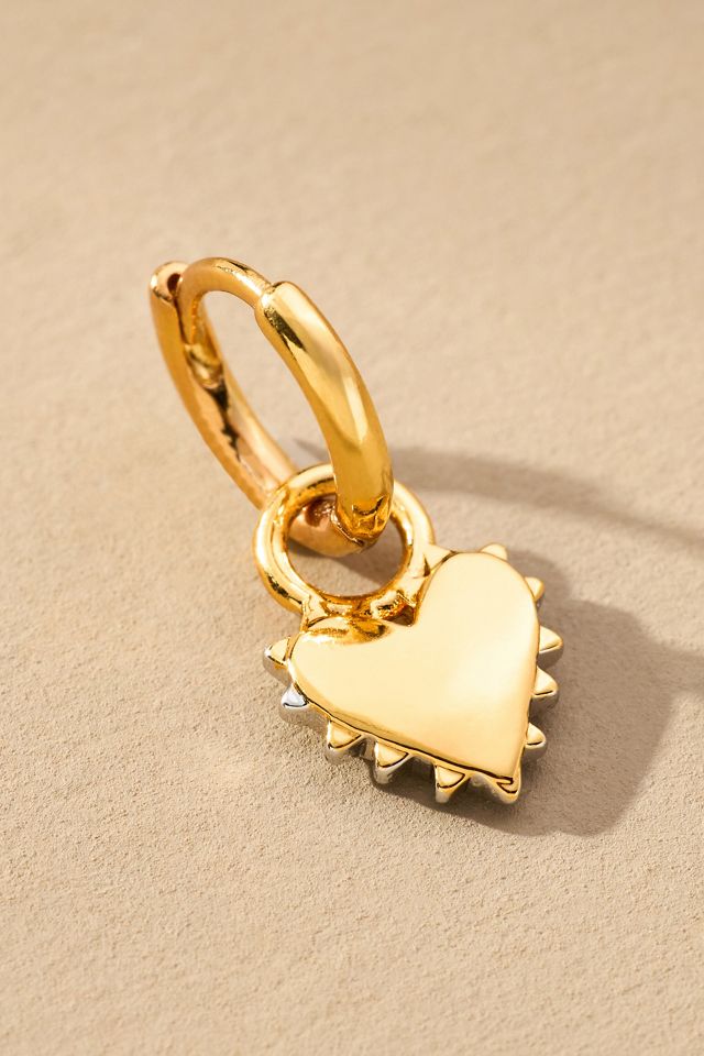 Hart Mixed Metal Spikey Heart Huggie Hoop Earrings #1