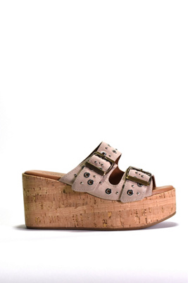 Cordani Jayne Cork-bottom Heels In Beige
