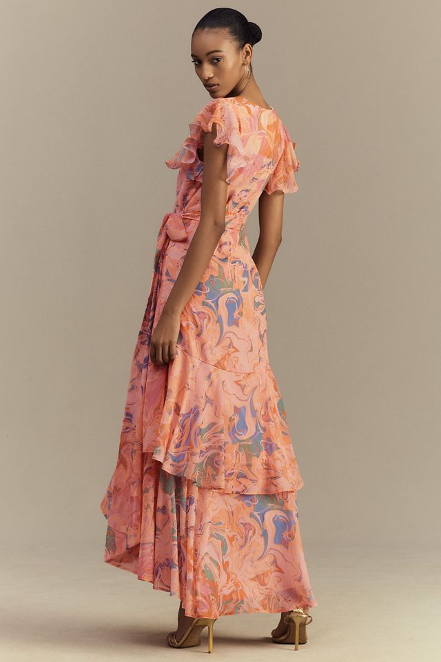 Hutch Cezza Flutter-Sleeve Ruffled Wrap Maxi Dress #1