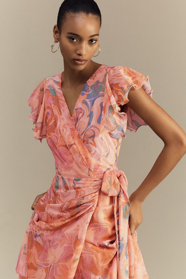 Hutch Cezza Flutter-Sleeve Ruffled Wrap Maxi Dress #2