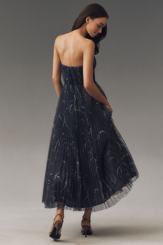Anthropologie ★ Hutch Corene Strapless Floral Tulle Dress Hutch Corene Strapless Floral Tulle A-Line Midi Dress