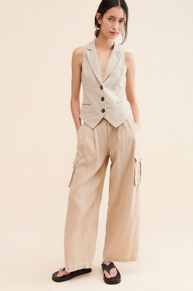 FRENCHMAUVE Stripe Linen Vest #2