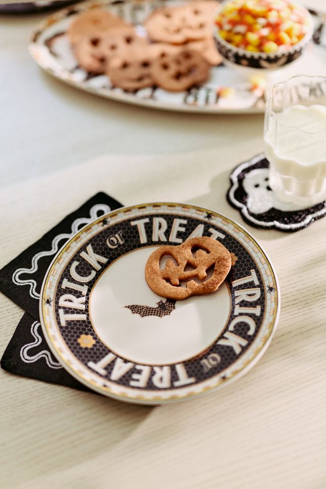 The Bistro Tile Stoneware Dessert Plate: Halloween Edition