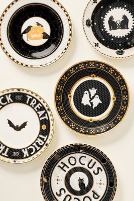 The Bistro Tile Stoneware Dessert Plate: Halloween Edition
