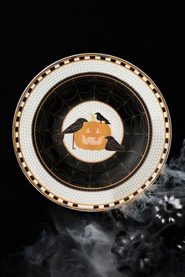 The Bistro Tile Stoneware Dessert Plate: Halloween Edition