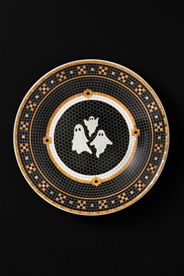 Bistro Tile Stoneware 24k Gold Accent Halloween Dessert Plate