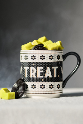 Anthropologie The Bistro Tile Stoneware Mug: Halloween Edition