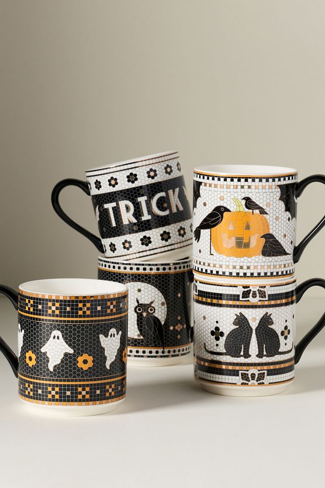 Bistro Tile Stoneware 24k Gold Accent Halloween Mug #4