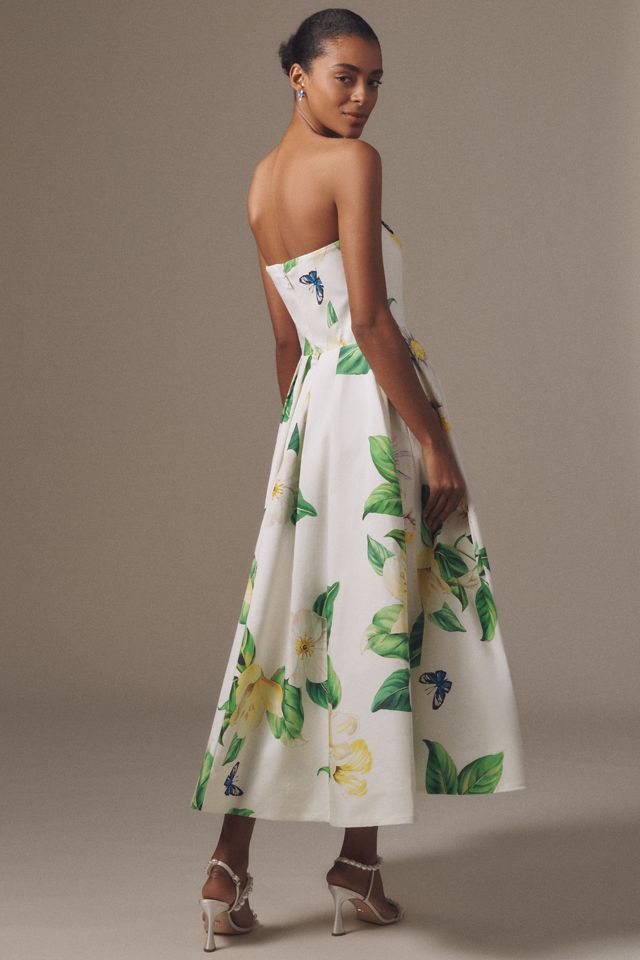 LEO LIN Lynn Strapless Bustier Appliqué A-Line Midi Dress #1