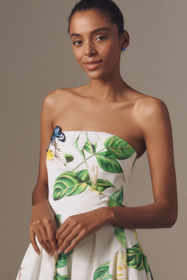 LEO LIN Lynn Strapless Bustier Appliqué A-Line Midi Dress #2