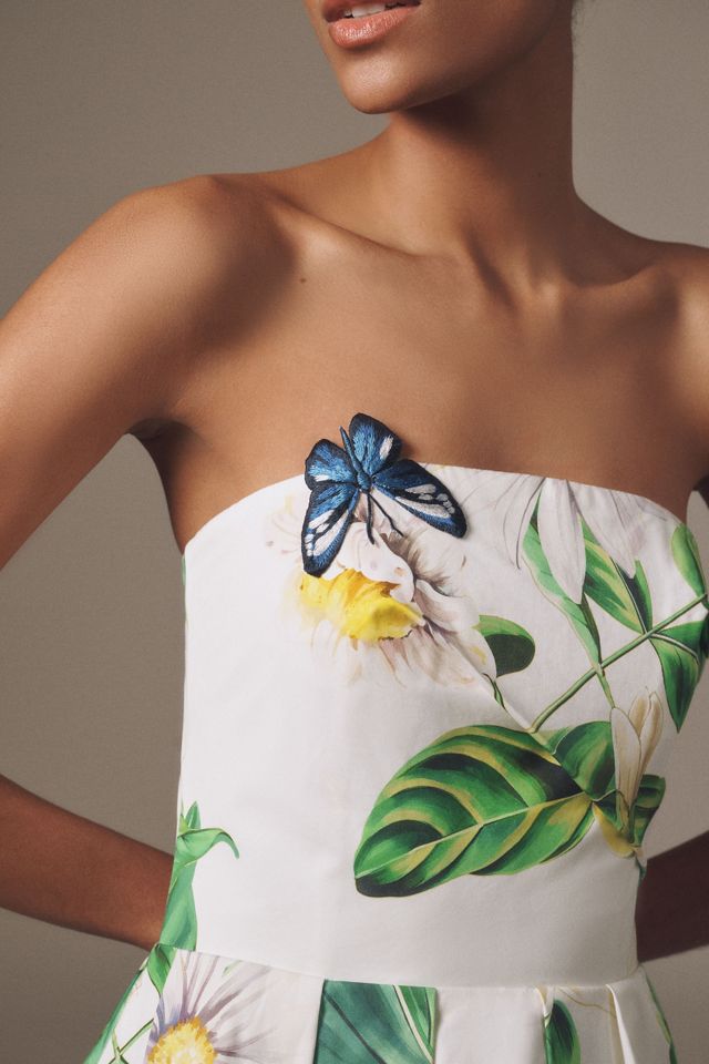 LEO LIN Lynn Strapless Bustier Appliqué A-Line Midi Dress #3