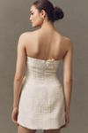 LEO LIN Rosario Strapless Floral Appliqué Tweed Mini Dress