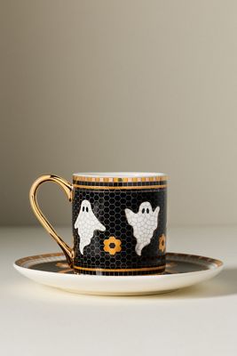 The Bistro Tile Stoneware Espresso Cup: Halloween Edition