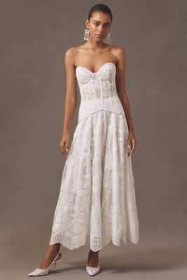 V. Chapman Carolena Lace Corset Two-Piece Set