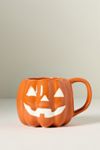 Figural Jack O' Lantern Glazed Stoneware Mug