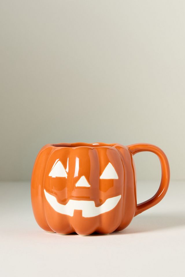 Figural Jack O' Lantern Glazed Stoneware Mug #1