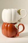 Figural Pumpkin Glazed Stoneware Mug