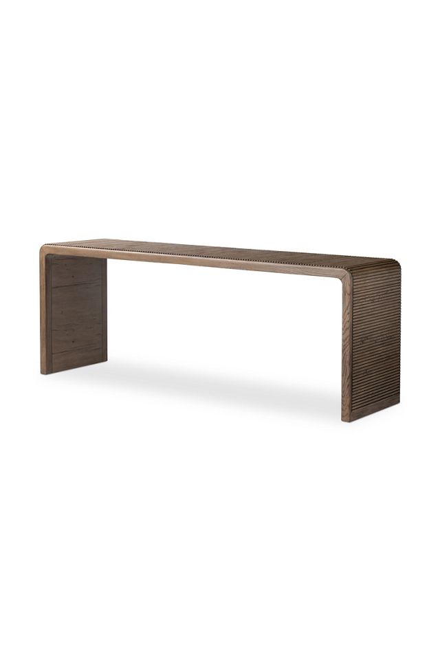 Leo Solid Oak Reeded Console #1
