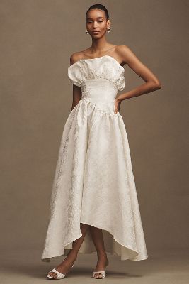 Elliatt Caspian Strapless Jacquard High-low Midi Dress