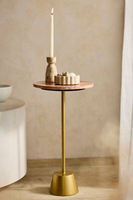 Red Travertine Side Table