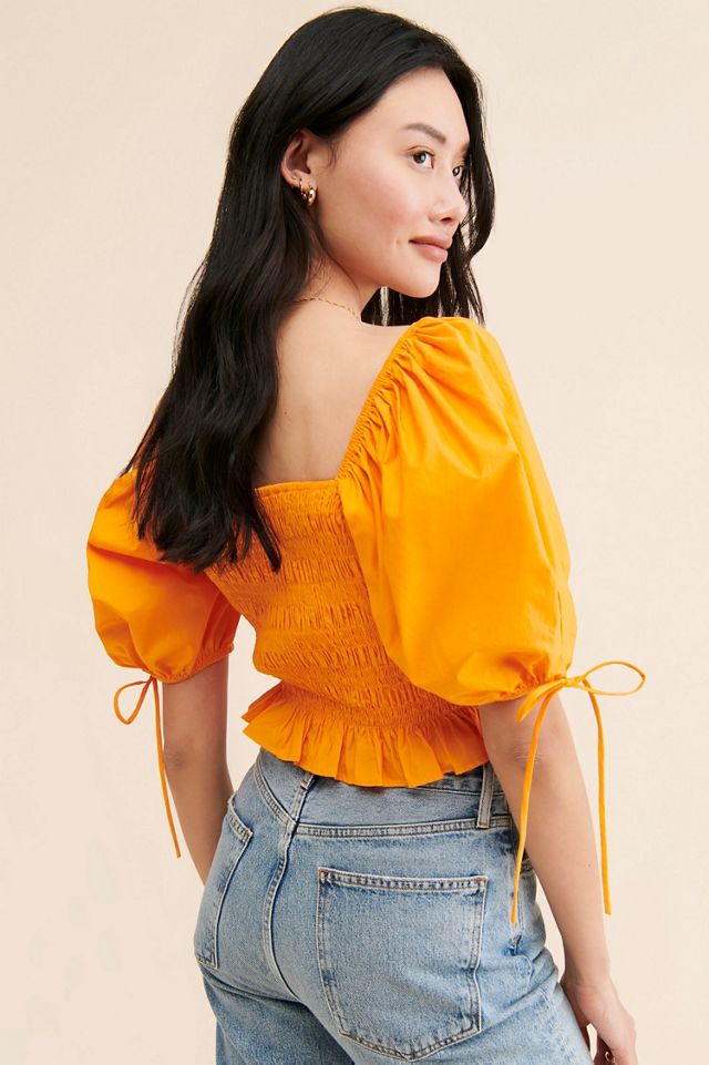 Line + Dot Amber Smocked Top #1