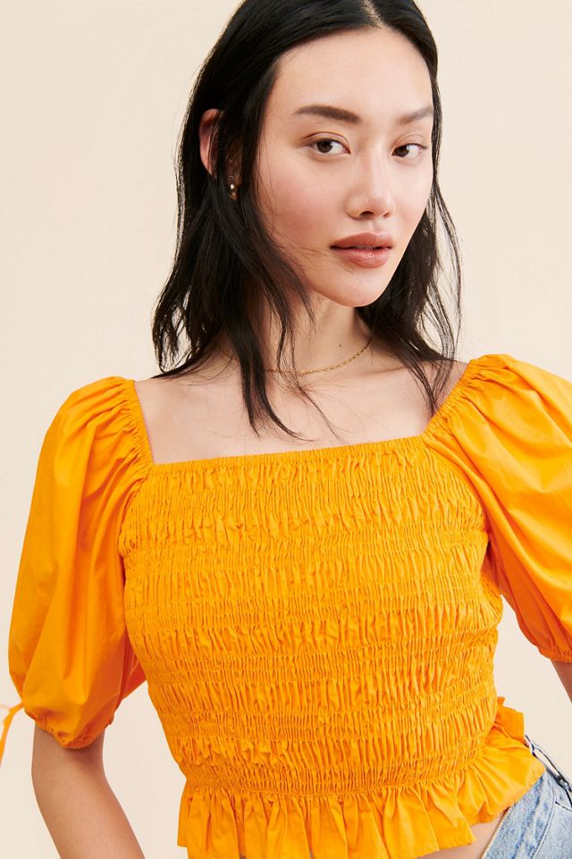 Line + Dot Amber Smocked Top #2