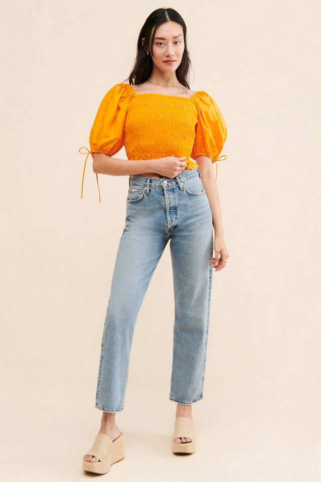 Line + Dot Amber Smocked Top #3