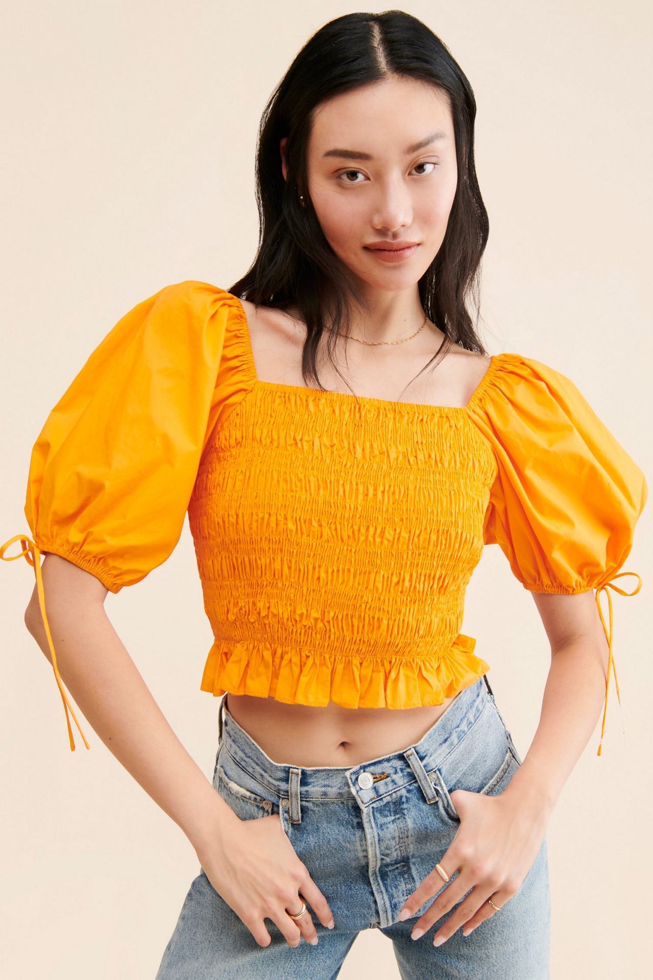 Line + Dot Amber Smocked Top