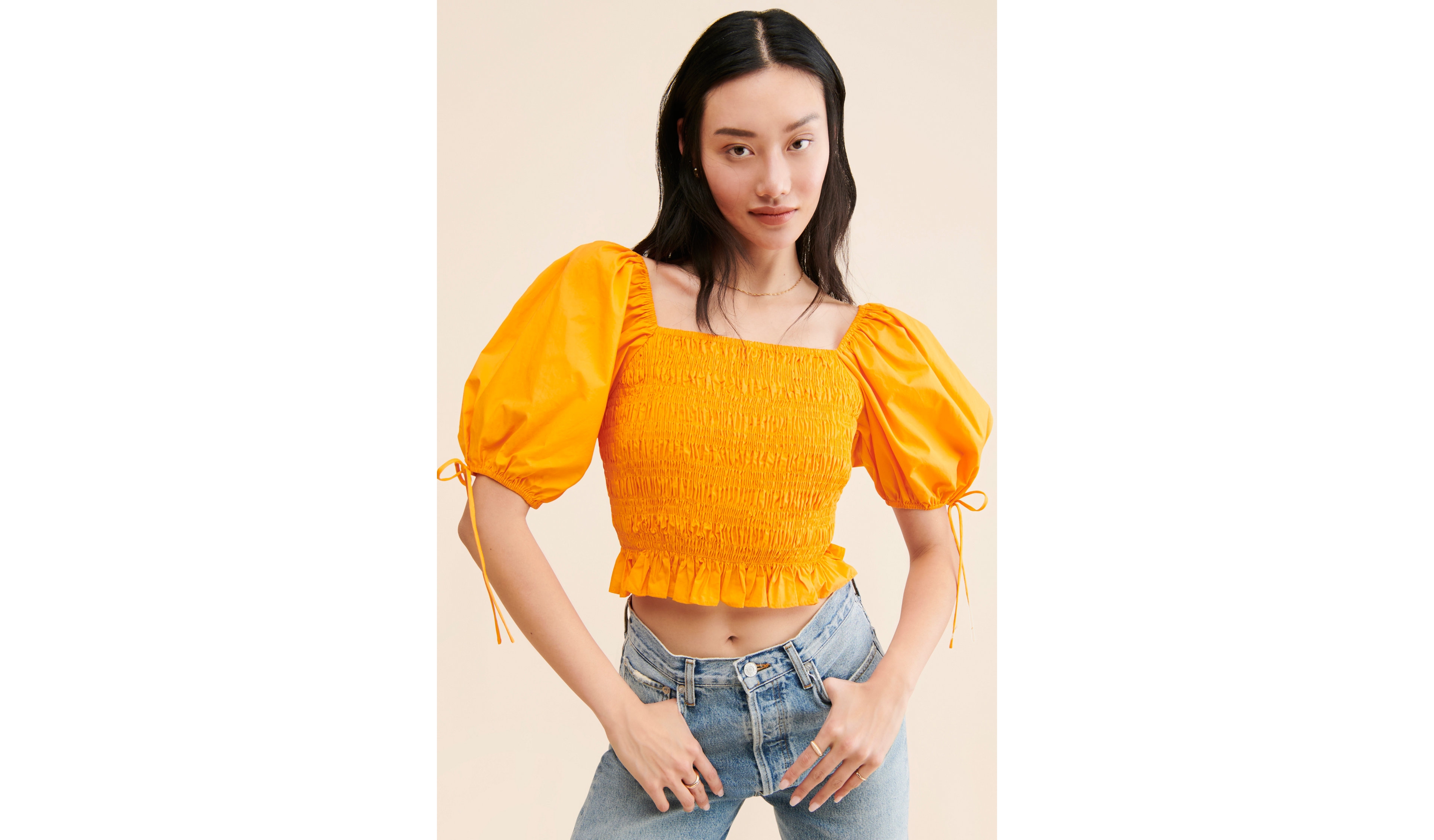 Line + Dot Amber Smocked Top