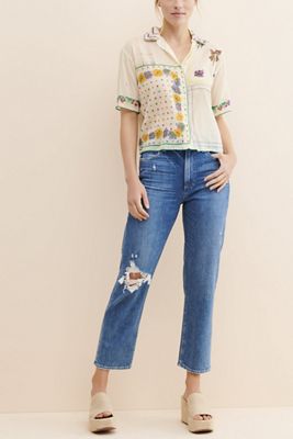 PAIGE Noelle Distressed Straight-Leg Jeans