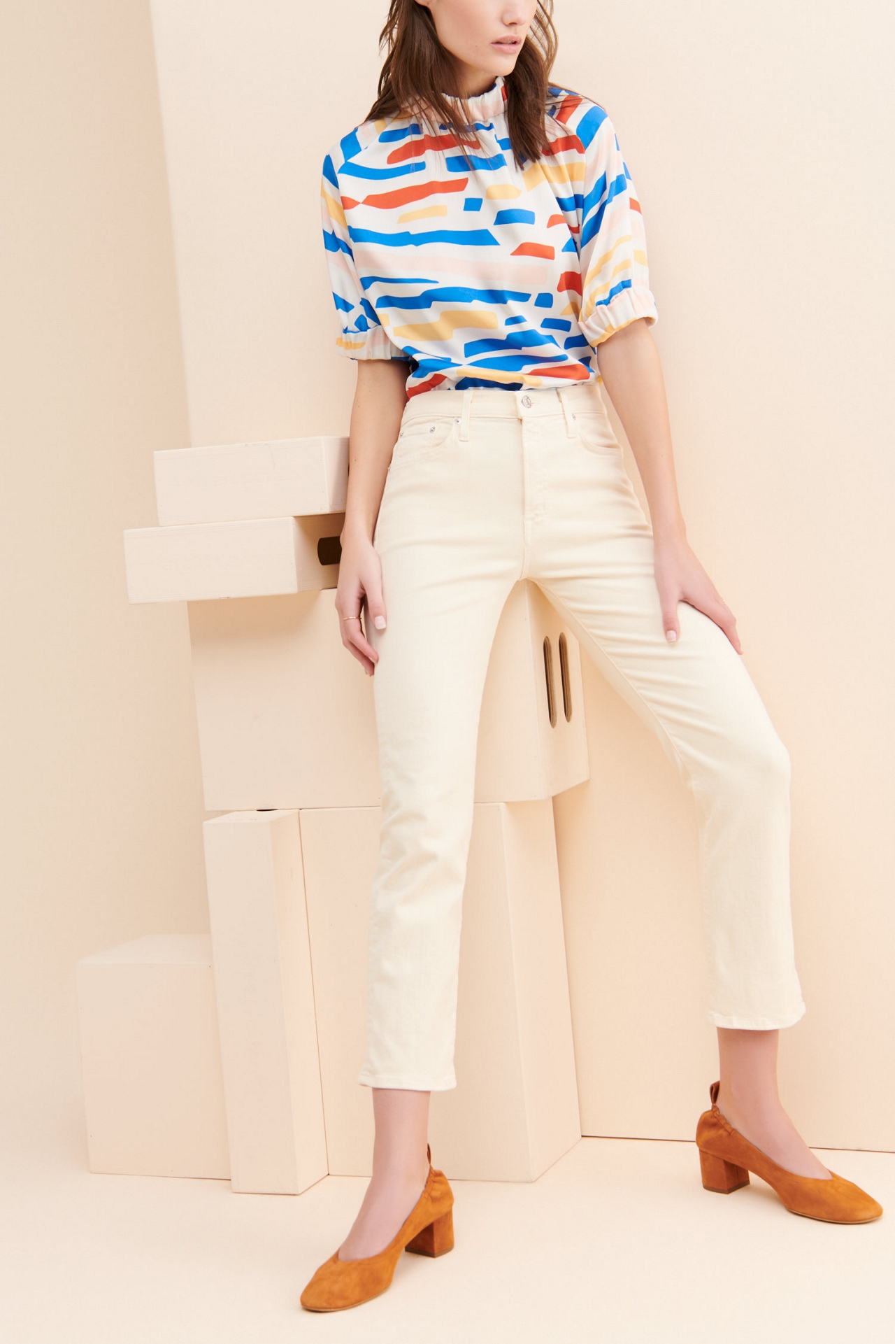 Corey Lynn Calter Elastic Cuffed & Collared Tee