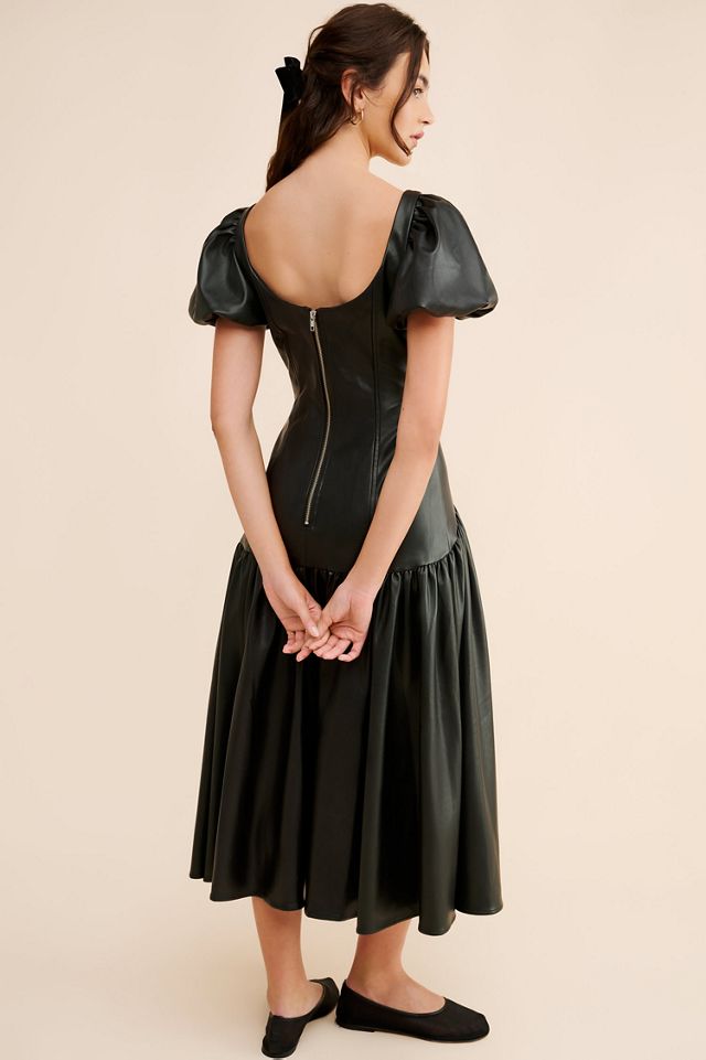 Hutch Vegan Leather Drop Waist Midi Dress #1