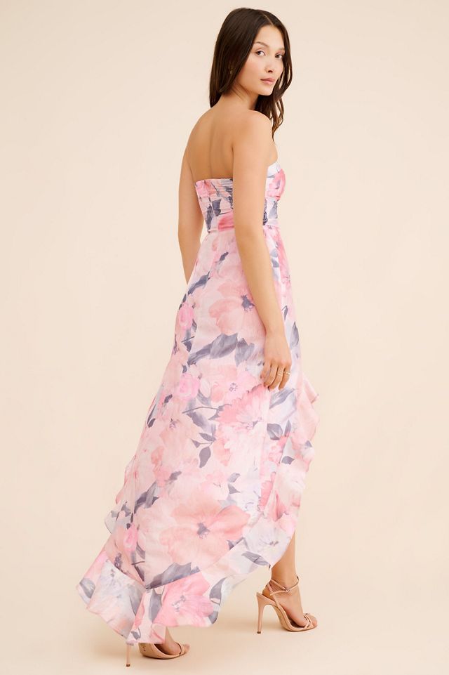 If By Sea Strapless Floral Asymmetrical Maxi Dress #1