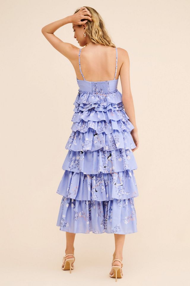 Geisha Designs Sleeveless Floral Tiered Midi Dress