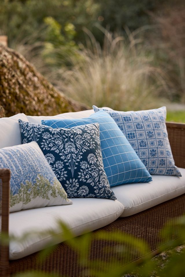 Blue Tile Outdoor Pillow #3