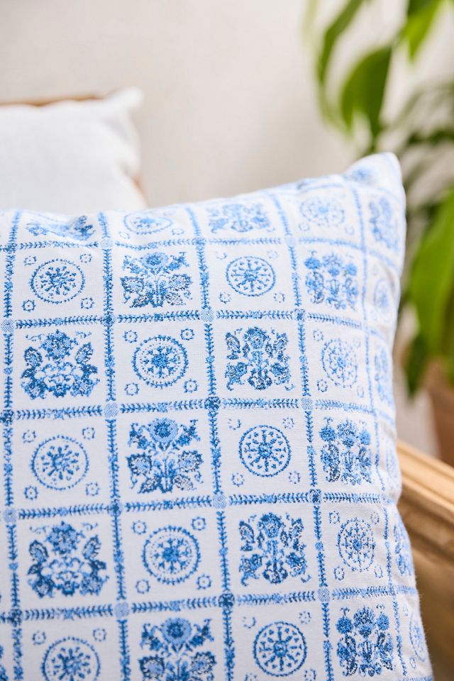 Blue Tile Outdoor Pillow #1
