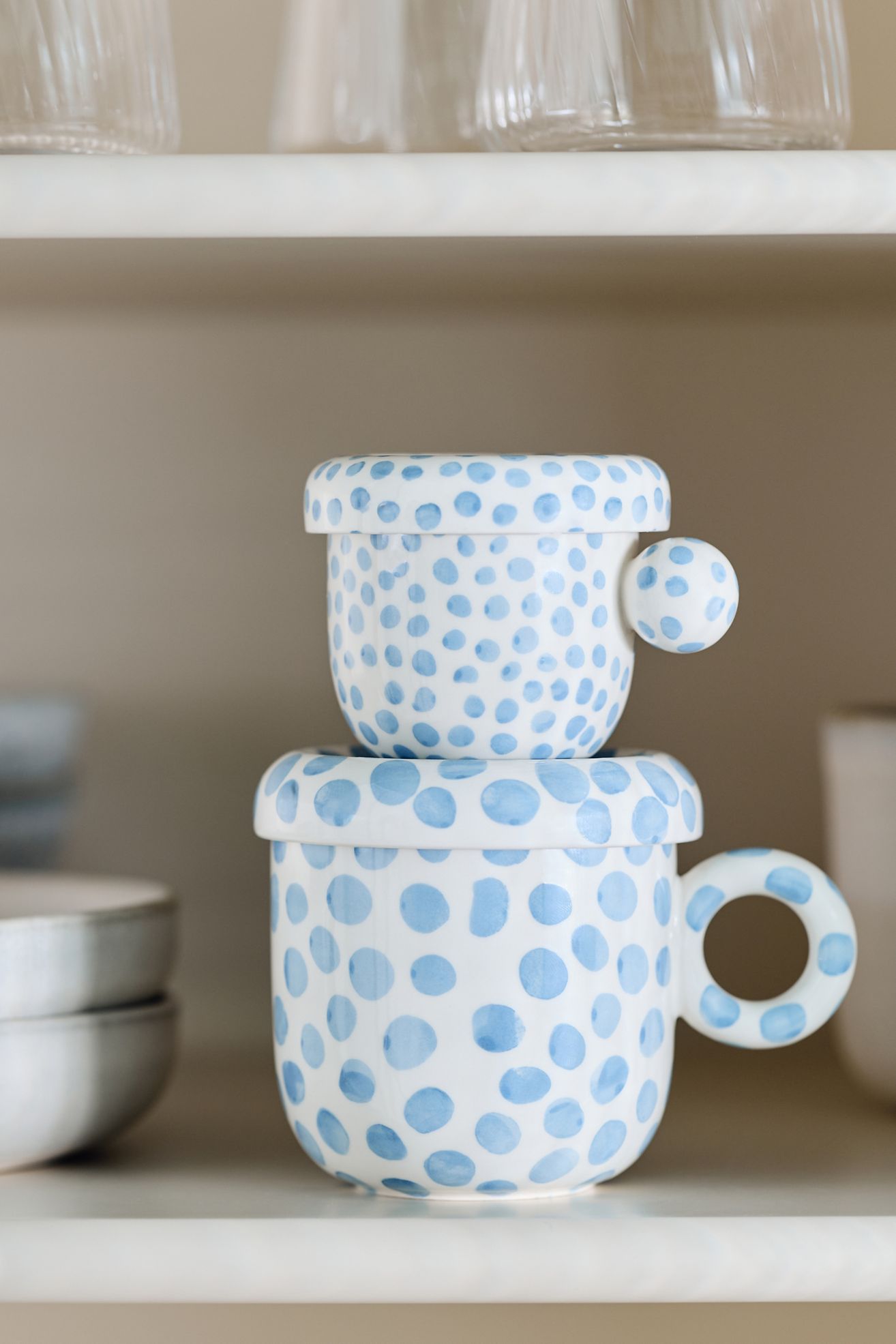 Rika Stoneware Espresso Cup - Blue Dot, One Size