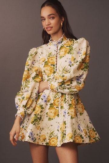 Shoshanna Miller Strapless Embroidered Lace A-Line Midi Dress