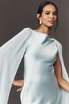 Retrofete Julia Boat-Neck Open-Back Cape Satin Maxi Dress